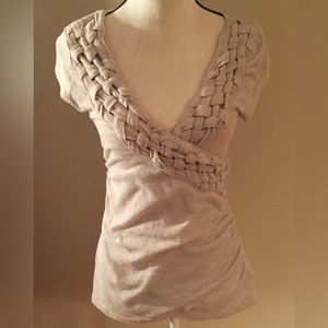 ANTHROPOLOGIE | Semi-Sheer Braided V-Neck Top